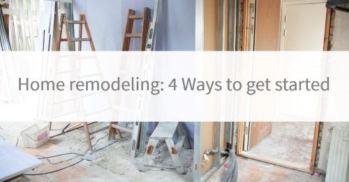 Home remodeling in progress with exposed framing and construction materials.