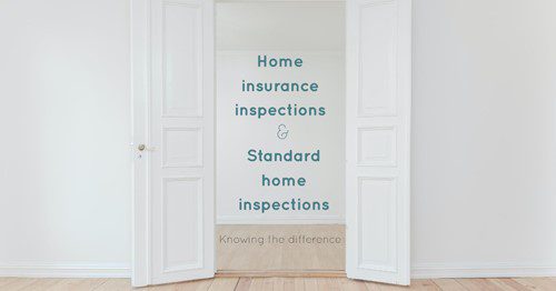 Open white doors with text about home insurance and inspections.