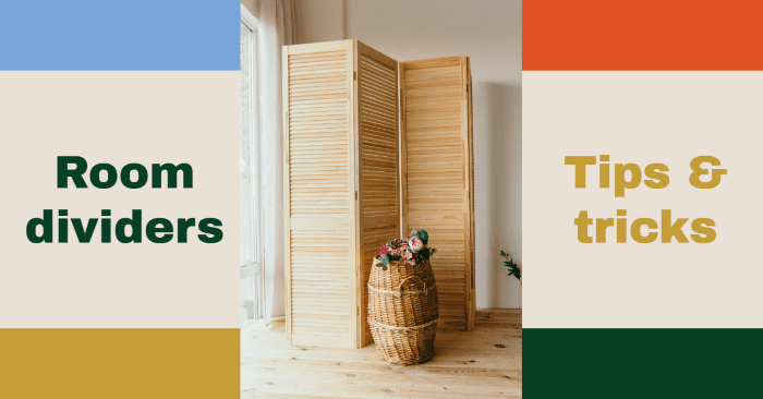 Cozy room with a wooden folding screen and a basket of flowers.