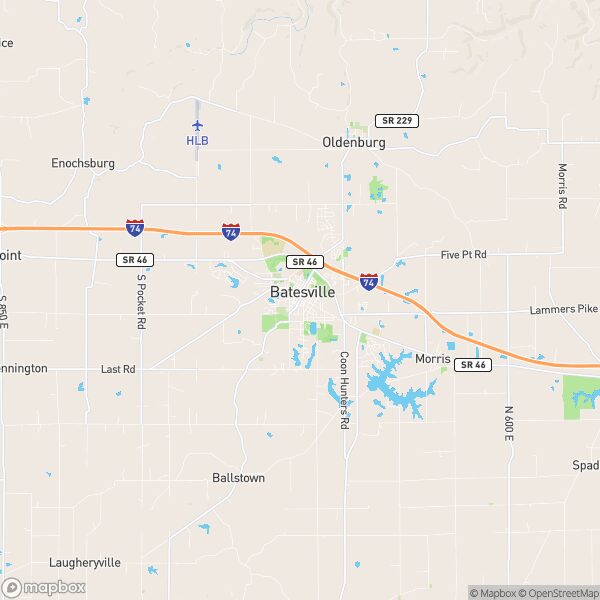 Map showing towns and highways in a rural area with lakes.