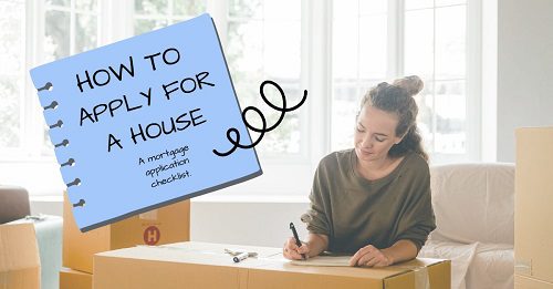 Woman planning finances with a note about buying a house.