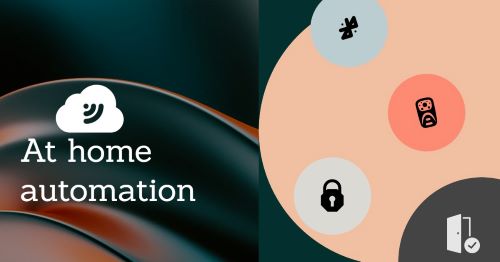 Graphic showing 'Home Automation' text with icons for a light bulb and a lock.