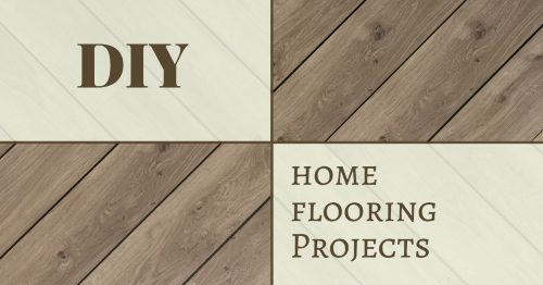 Wooden floorboards arranged diagonally with text about home flooring projects.