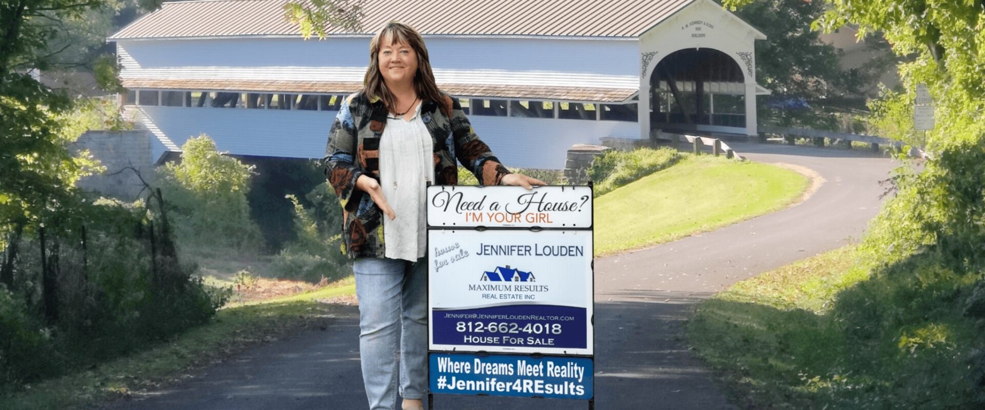 Real estate agent Jennifer Louden advertising a home for sale.